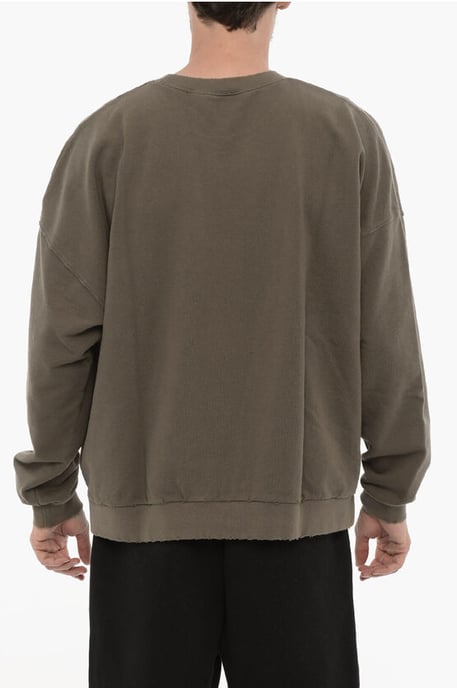Rundhals-Sweatshirt mit Vintage-Effekt und geprägtem Monogramm in Militärgrün - Image 2