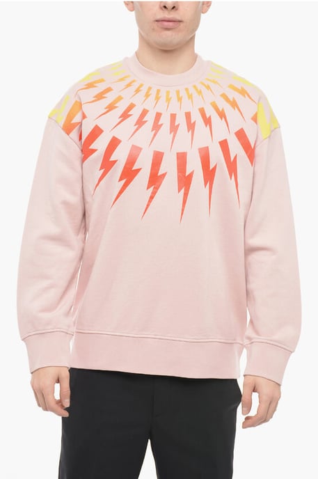 Rundhals-Sweatshirt FAIR-ISLE THUNDERBOLT mit Degradè-Print in Pink - Image 1