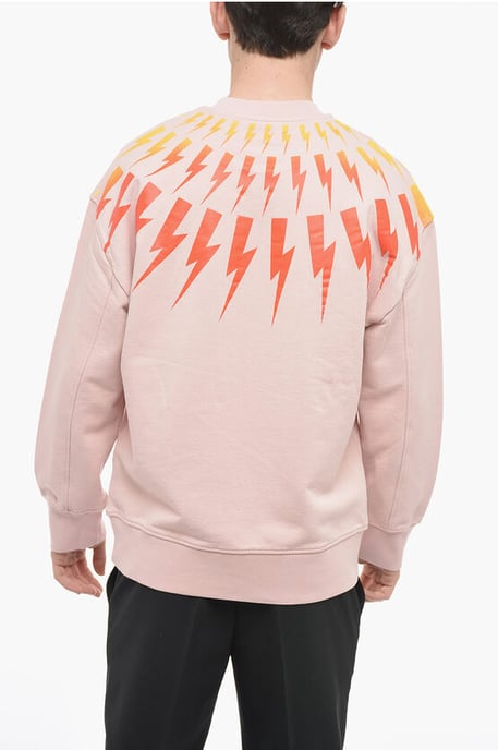 Rundhals-Sweatshirt FAIR-ISLE THUNDERBOLT mit Degradè-Print in Pink - Image 2