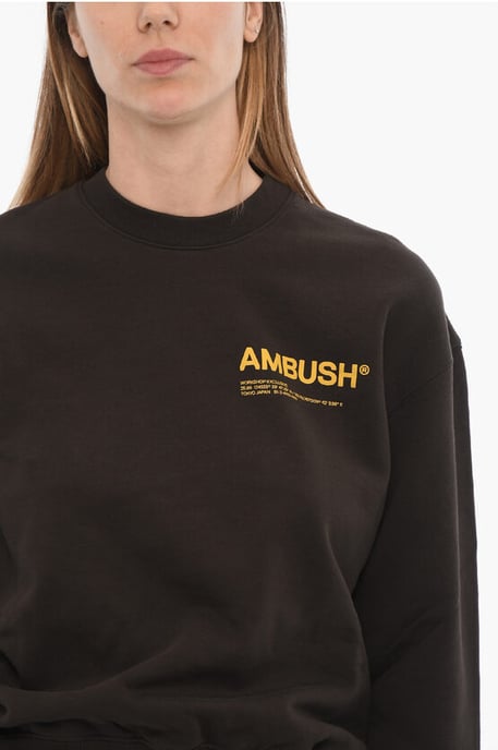 Rundhals-Sweatshirt aus gebürsteter Baumwolle mit aufgedrucktem Logo in Braun - Image 3