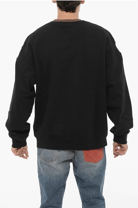 VARSITY Sweatshirt mit Rundhalsausschnitt aus Fleece-Baumwolle in Braun, Schwarz - Image 2
