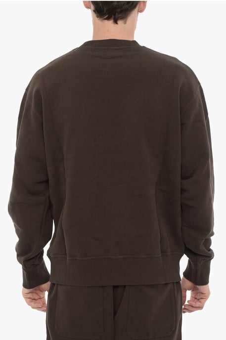 Fleece-Baumwoll-Sweatshirt WORKSHOP mit Rundhalsausschnitt in Braun - Image 2