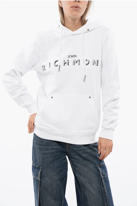 BETTO Hoodie Sweatshirt mit gesticktem Logo in Weiß - Image 1