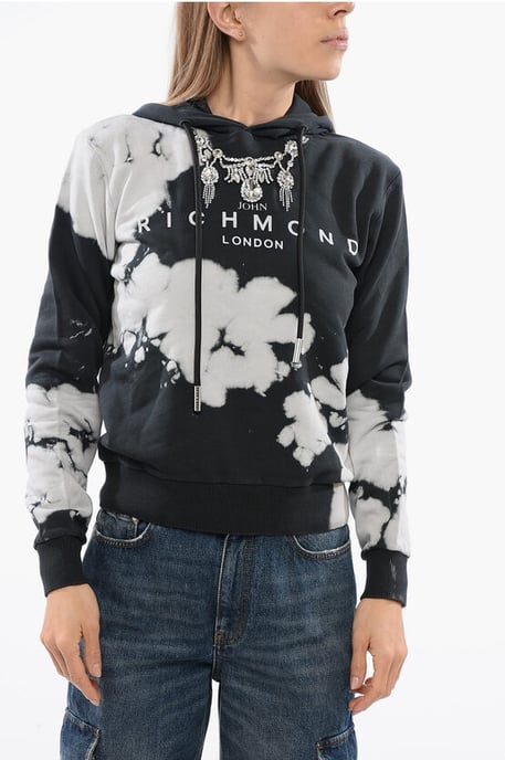 HIMEJI Hoodie-Sweatshirt mit Juwelen-Applikation in Schwarz - Image 1