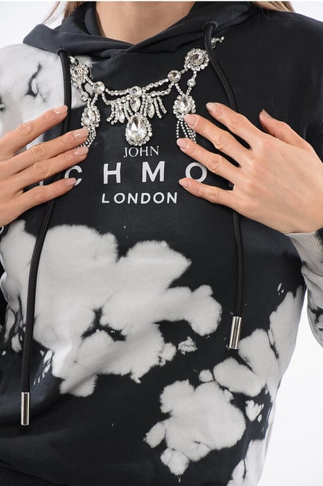 HIMEJI Hoodie-Sweatshirt mit Juwelen-Applikation in Schwarz - Image 2