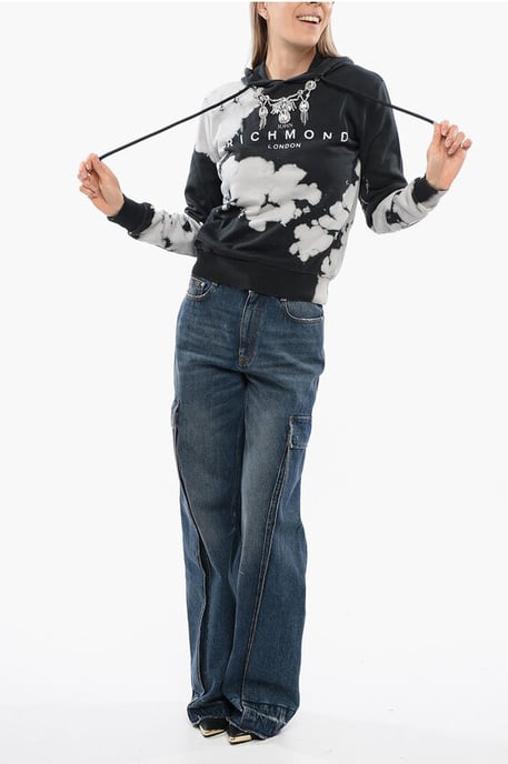 HIMEJI Hoodie-Sweatshirt mit Juwelen-Applikation in Schwarz - Image 4