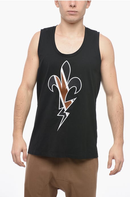 Besticktes FLEUR-DE-THUNDER Tanktop in Schwarz - Image 1