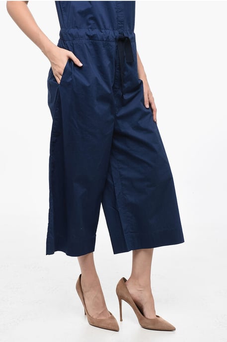 Popeline-Baumwoll-Jumpsuit mit Gürtel in Blau - Image 4