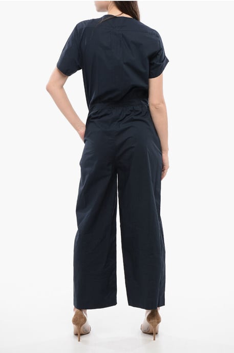 Kurzärmliger Jumpsuit mit Knöpfen in Mitternachtsblau - Image 2
