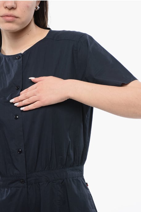 Kurzärmliger Jumpsuit mit Knöpfen in Mitternachtsblau - Image 3