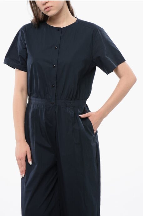 Kurzärmliger Jumpsuit mit Knöpfen in Mitternachtsblau - Image 4