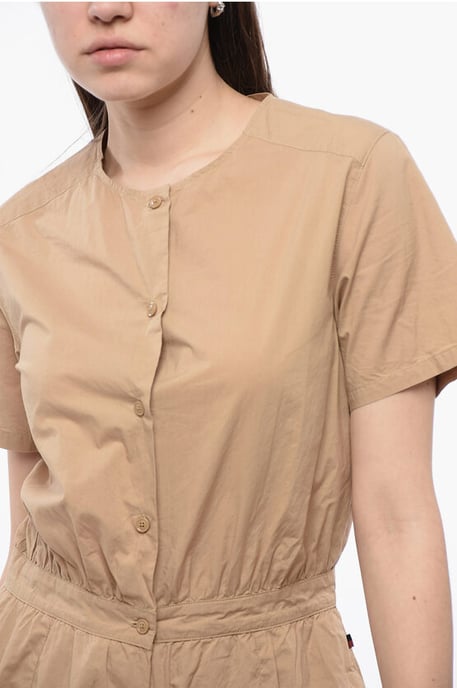 Kurzarm-Popeline-Jumpsuit in Beige - Image 3