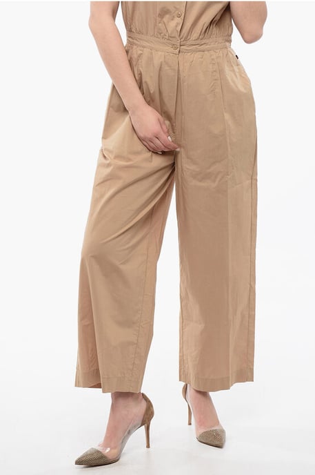 Kurzarm-Popeline-Jumpsuit in Beige - Image 4