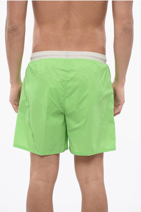 Zweifarbiger Boxer-Badeanzug in Bianco, Verde - Image 2