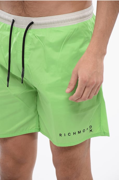 Zweifarbiger Boxer-Badeanzug in Bianco, Verde - Image 3