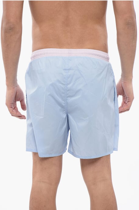 Zweifarbiger Boxer-Badeanzug in Blau, Rosa - Image 2
