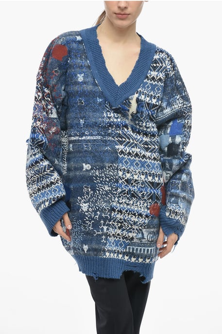 MM0 Pullover aus Wollmischung mit V-Ausschnitt in Hellblau - Image 1