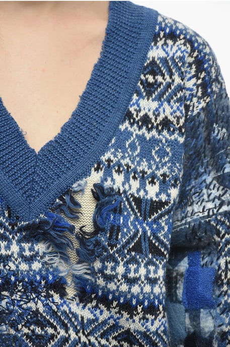 MM0 Pullover aus Wollmischung mit V-Ausschnitt in Hellblau - Image 3
