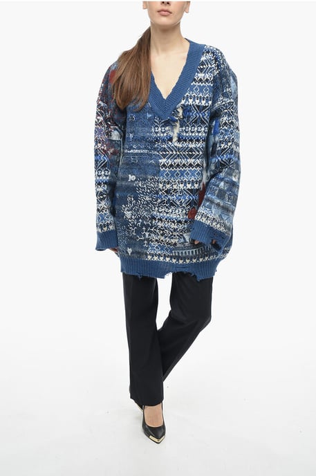 MM0 Pullover aus Wollmischung mit V-Ausschnitt in Hellblau - Image 4