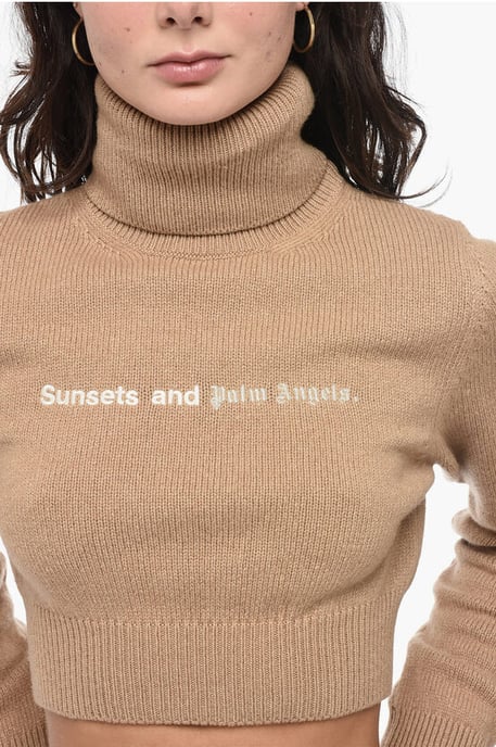 Bestickter kurzer Rollkragenpullover SUNSET in Beige - Image 3
