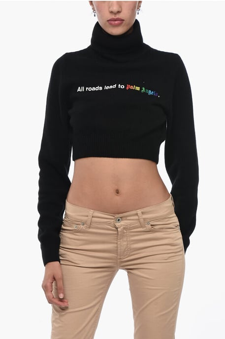 Kurzer Rollkragenpullover ALL ROADS mit Stickerei - Image 1