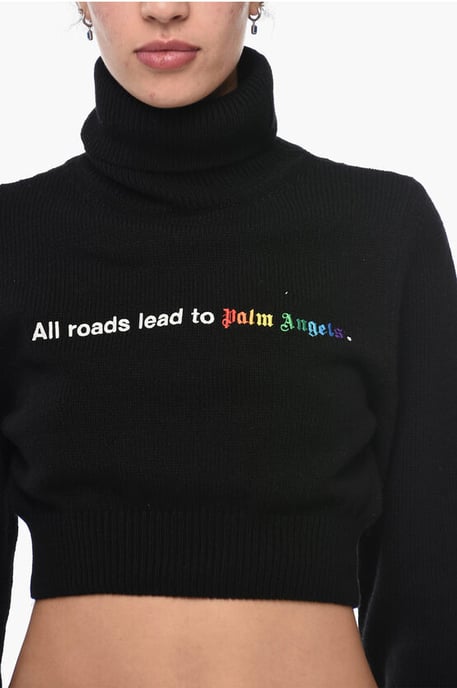 Kurzer Rollkragenpullover ALL ROADS mit Stickerei - Image 3