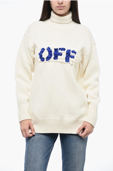 Rollkragenpullover mit gesticktem Logo BOILED in Beige - Image 1