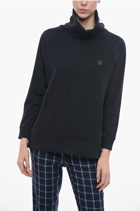 Woll-Baumwoll-Pullover mit Rollkragen in Blau - Image 1