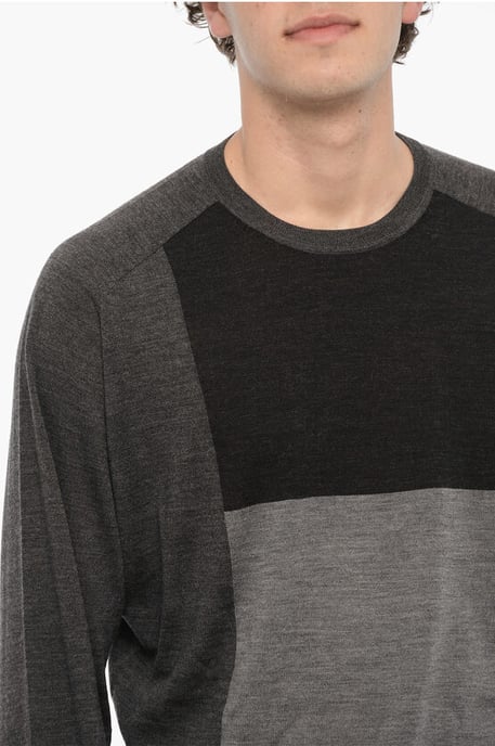 Zweifarbiger Wollpullover in Nero, Grigio - Image 3