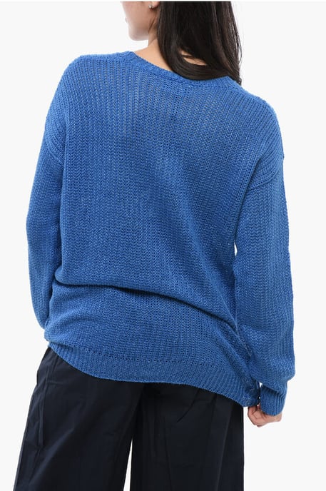 Leinenpullover mit Rundhalsausschnitt in Blau - Image 2