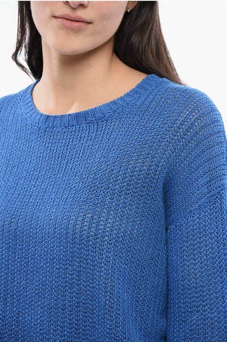 Leinenpullover mit Rundhalsausschnitt in Blau - Image 3