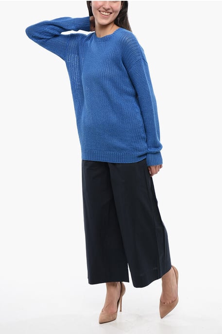 Leinenpullover mit Rundhalsausschnitt in Blau - Image 4