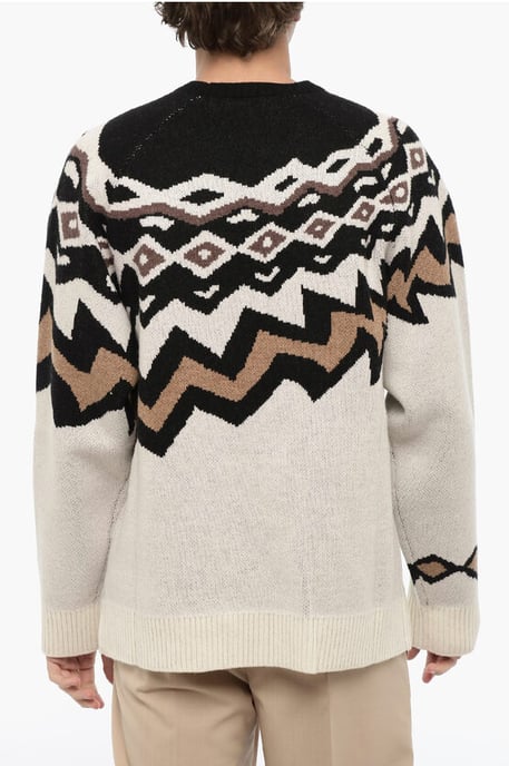 Boxy Fit Rundhalspullover aus Wolle in Beige, Nero - Image 2