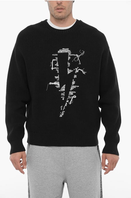 Rundhalspullover aus Baumwollmischung STITCHED BOLT in Schwarz - Image 1