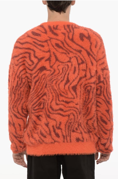 Flauschiger Pullover mit Rundhalsausschnitt in Arancio, Burgund - Image 2