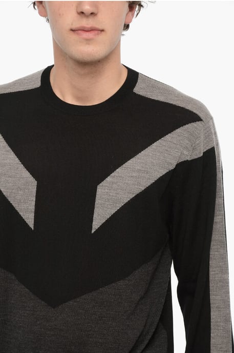 Zweifarbiger MODERNIST Wollpullover in Nero, Grigio - Image 3
