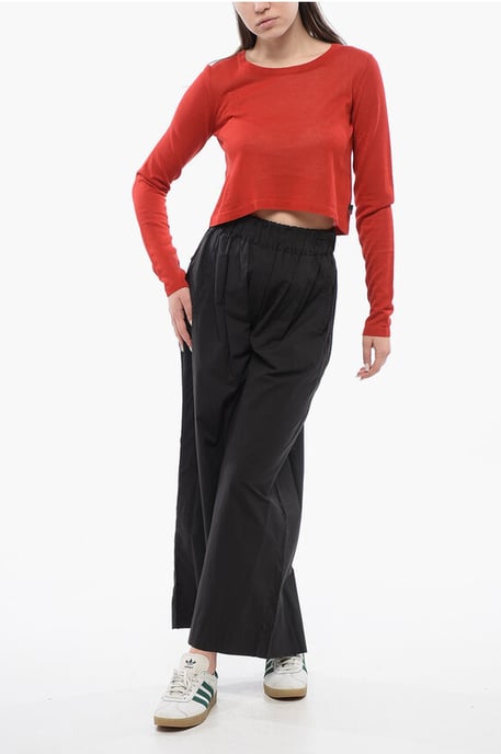 Kurzer Pullover aus Viskosemischung mit Rundhalsausschnitt in Rot - Image 4