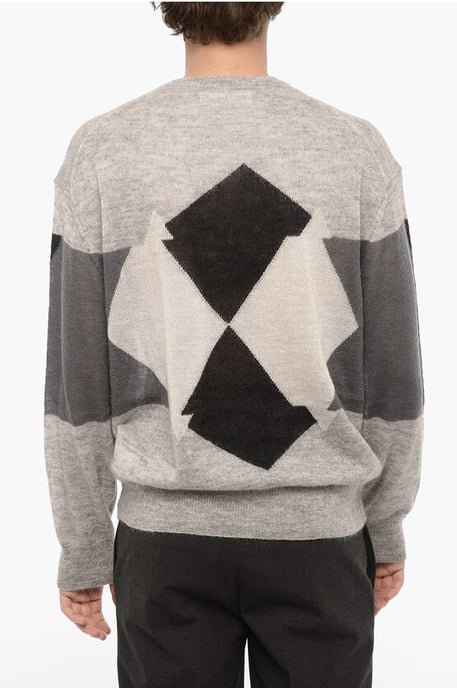 Pullover mit Rundhalsausschnitt und Argyle-Motiv in Grau, Weiß und Schwarz - Image 2