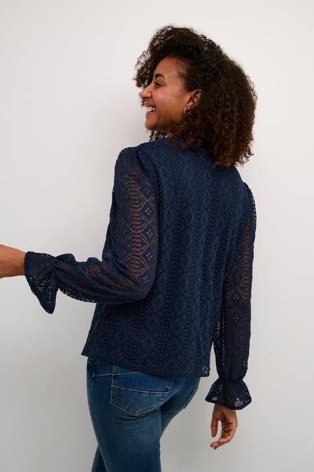Langarm-Bluse Regular fit navy - Image 3