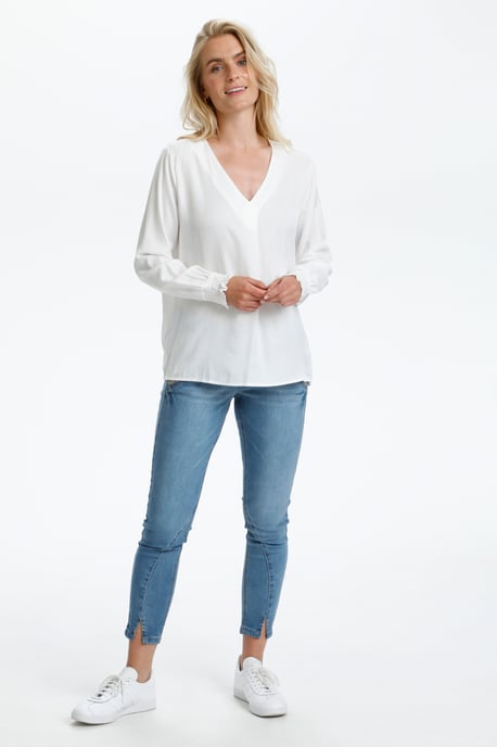 Langarm-Bluse Straight fit white - Image 2