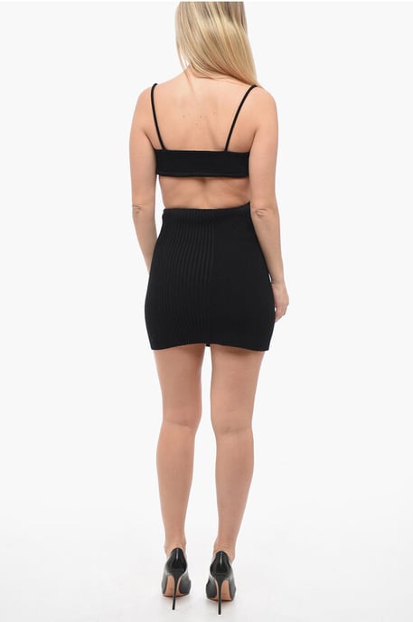 Rippstrick-Minikleid mit Cut-outs in Schwarz - Image 2