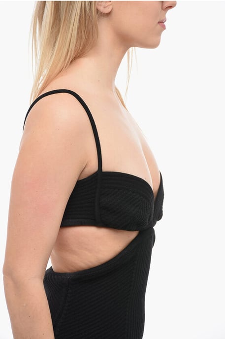Rippstrick-Minikleid mit Cut-outs in Schwarz - Image 3
