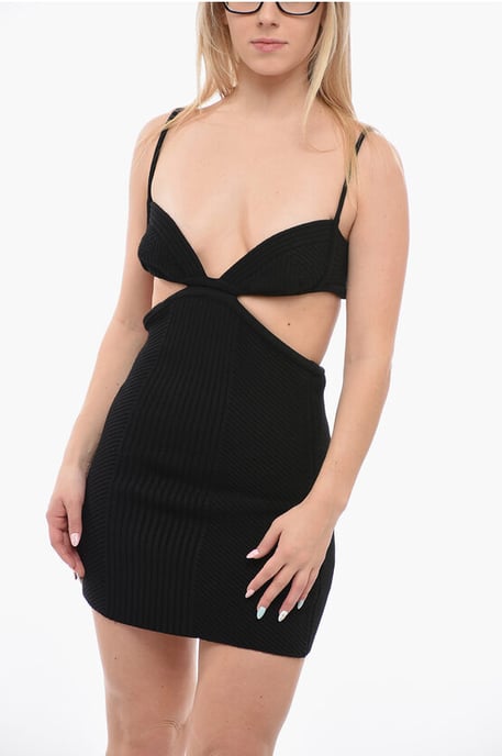 Rippstrick-Minikleid mit Cut-outs in Schwarz - Image 4