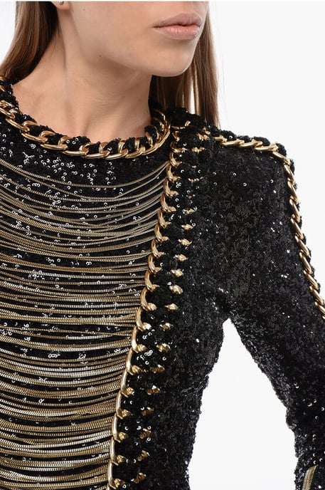 Paillettenkleid mit Ketten in Schwarz - Image 3