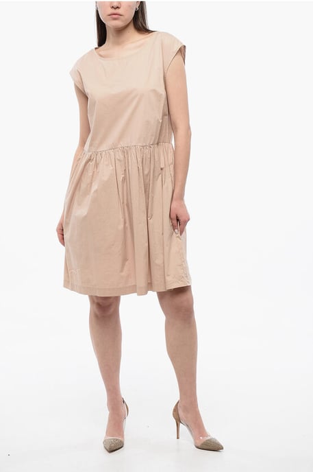 Ärmelloses Kleid aus Popeline-Baumwolle in Beige - Image 1