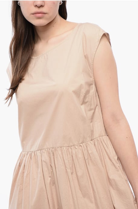 Ärmelloses Kleid aus Popeline-Baumwolle in Beige - Image 3