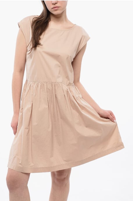 Ärmelloses Kleid aus Popeline-Baumwolle in Beige - Image 4