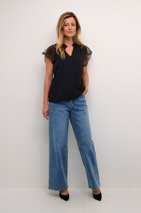 Kurzarm-Bluse Straight fit black - Image 2