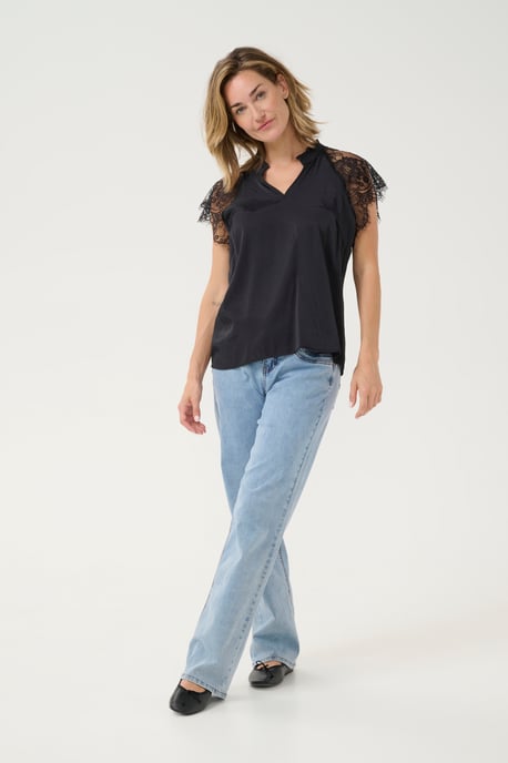 Kurzarm-Bluse Straight fit black - Image 3