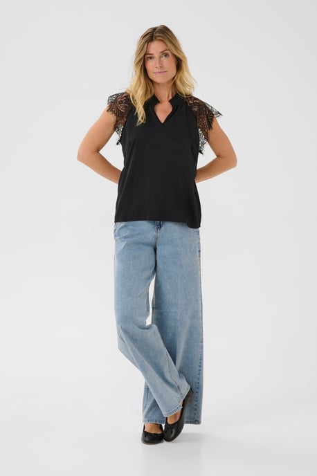 Kurzarm-Bluse Straight fit black - Image 4